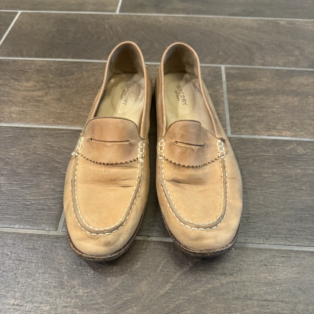 Sperry Top-Sider Seaport Leather Penny Loafers Tan STS82848 Mens 9.5 Womens 11